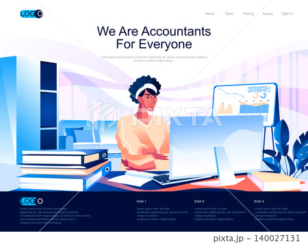 We are Accountants for everyone isometric landing page. Business accounting, financial audit isometry website page. Accountant at workplace web concept, vector illustration with people character. We are Accountants for everyone isometric landing page. Business accounting, financial audit isometry website page. Accountant at workplace web concept, vector illustration with people character. 140027131