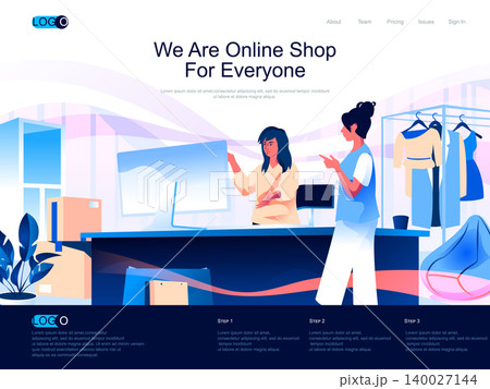 We are Online Shop for everyone isometric landing page. Customer consultation in store isometry website page. Online shopping and order service web concept, vector illustration with people characters. 140027144