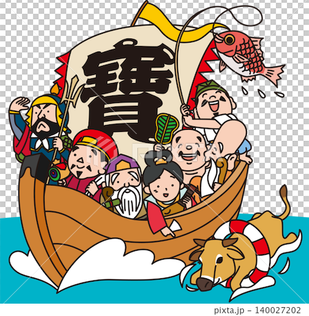 宝船と干支の牛 宝船と干支の牛 140027202