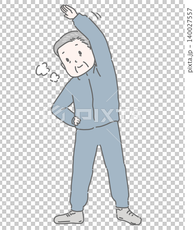 Grandfather doing gymnastics Grandfather doing gymnastics 140027557