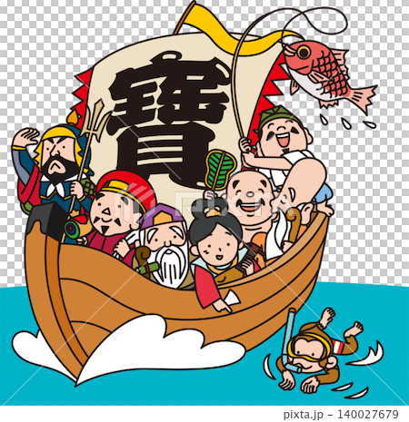 Treasure ship, Seven Lucky Gods, and the Year of the Monkey Treasure ship, Seven Lucky Gods, and the Year of the Monkey 140027679