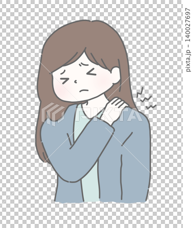 A woman suffering from stiff shoulders A woman suffering from stiff shoulders 140027697