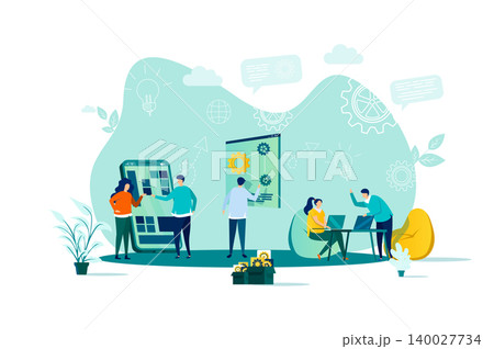 Coworking concept in flat style. 140027734