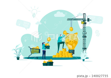 Crowdfunding concept in flat style. 140027735