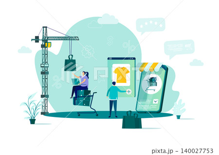 Online shopping concept in flat style. Online shopping concept in flat style. 140027753