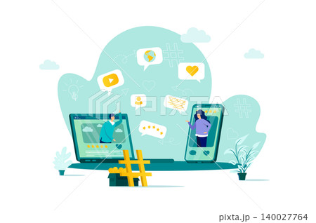 Social network concept in flat style. Social network concept in flat style. 140027764