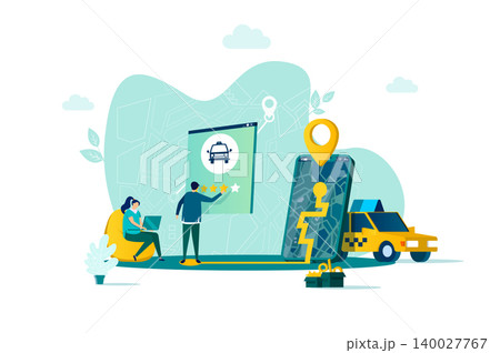 Taxi service concept in flat style. 140027767
