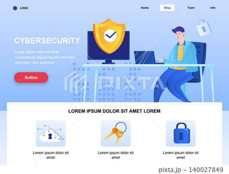 Cyber security flat landing page. Engineer set up security system web page. Colorful composition with people character, vector illustration. Firewall software and password identification concept. Cyber security flat landing page. Engineer set up security system web page. Colorful composition with people character, vector illustration. Firewall software and password identification concept. 140027849