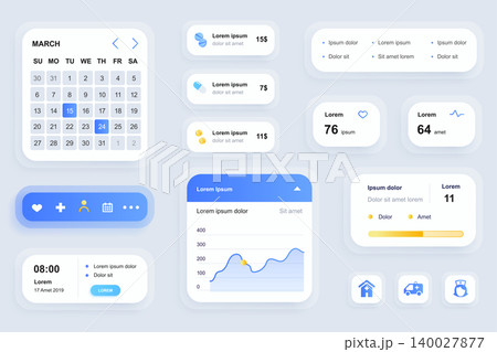 GUI elements for medicine mobile app. Online medical services in clinic, pharmacy store user interface generator. Unique ui ux design kit vector illustration. Calendar, navigation and chart components GUI elements for medicine mobile app. Online medical services in clinic, pharmacy store user interface generator. Unique ui ux design kit vector illustration. Calendar, navigation and chart components 140027877