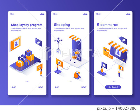 Online shopping isometric GUI design kit. 140027886