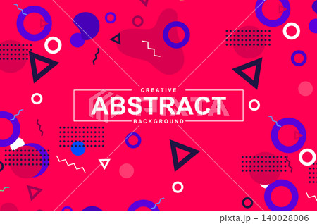 Abstract design with geometric shapes in memphis style. Colorful creative background for landing page, web banner or wallpaper. Minimal composition, flat backdrop with header vector Illustration. Abstract design with geometric shapes in memphis style. Colorful creative background for landing page, web banner or wallpaper. Minimal composition, flat backdrop with header vector Illustration. 140028006