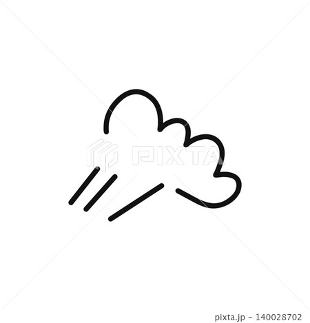 風の吹き出しアイコン、手書き風のシンプルイラスト、空気の流れや強風を表現 風の吹き出しアイコン、手書き風のシンプルイラスト、空気の流れや強風を表現 140028702