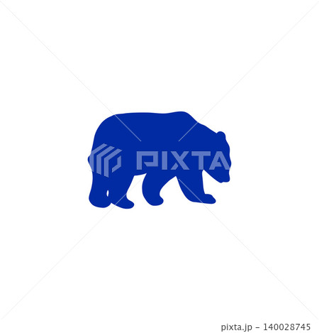 青いクマのシルエットイラスト・シンプル・動物素材 青いクマのシルエットイラスト・シンプル・動物素材 140028745