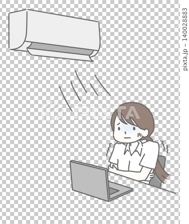 A woman in a short-sleeved shirt is feeling cold because the air conditioning is too strong. A woman in a short-sleeved shirt is feeling cold because the air conditioning is too strong. 140028883