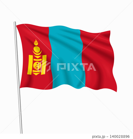 Mongolian waving national flag, design for national holidays. Vector illustration. Mongolian waving national flag, design for national holidays. Vector illustration. 140028896