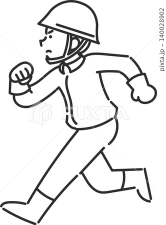 走る消防士の男性のイラスト 線画のみ 走る消防士の男性のイラスト 線画のみ 140028902