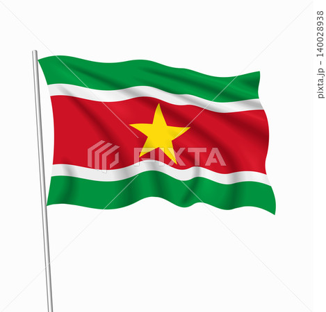 Surinamese waving national flag, design for national holidays. Vector illustration. 140028938