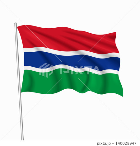 Gambian waving national flag, design for national holidays. Vector illustration. Gambian waving national flag, design for national holidays. Vector illustration. 140028947