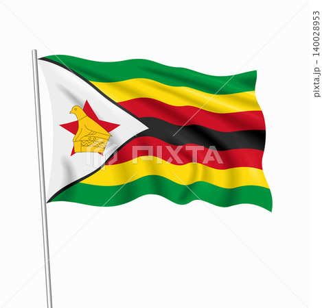 Zimbabwean waving national flag, design for national holidays. Vector illustration. 140028953