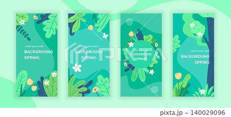 Spring abstract social media stories design templates vector set, backgrounds with copyspace - greenery, landscape - backdrop for vertical banner, poster, greeting card - spring nature concept Spring abstract social media stories design templates vector set, backgrounds with copyspace - greenery, landscape - backdrop for vertical banner, poster, greeting card - spring nature concept 140029096