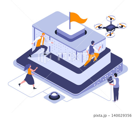 Seek up on to career isometric landing page vector template. Business success achievement website homepage UI layout. Corporate competition, job promotion web banner isometry concept Seek up on to career isometric landing page vector template. Business success achievement website homepage UI layout. Corporate competition, job promotion web banner isometry concept 140029356