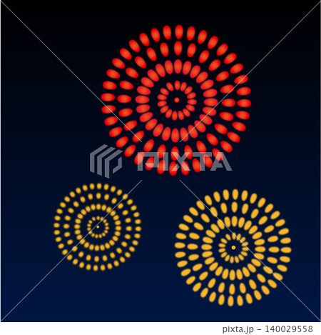 和風花火セット・夏祭りの夜空に咲く菊花火のイラスト 140029558