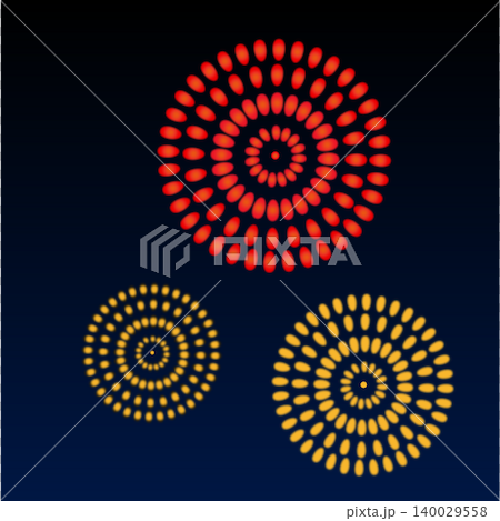 和風花火セット・夏祭りの夜空に咲く菊花火のイラスト 140029558