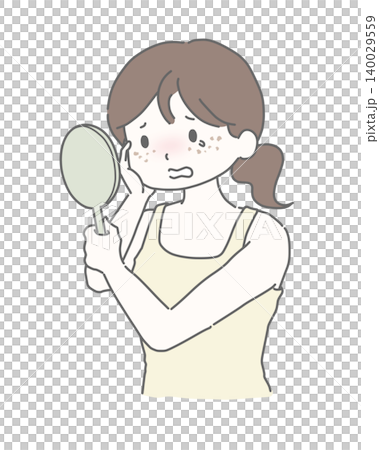 シミやそばかすに悩む女性 シミやそばかすに悩む女性 140029559