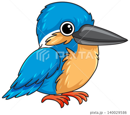 Cute Blue Kingfisher Bird Vector Illustration Isolated on White Background Cute Blue Kingfisher Bird Vector Illustration Isolated on White Background 140029586