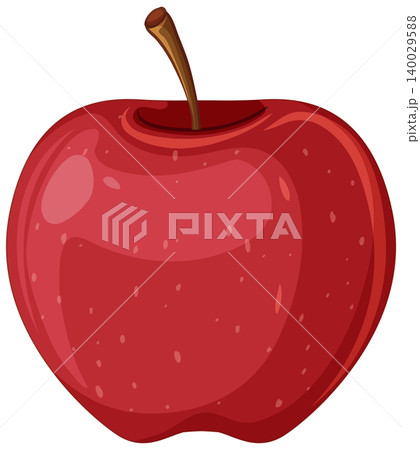 Single Ripe Red Apple Vector Illustration on White Background 140029588