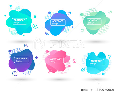 Set of abstract liquid shapes modern graphic elements. Fluid design forms and line. Gradient abstract banners. Template for the design of a logo, flyer or presentation. Vector illustration. Set of abstract liquid shapes modern graphic elements. Fluid design forms and line. Gradient abstract banners. Template for the design of a logo, flyer or presentation. Vector illustration. 140029606