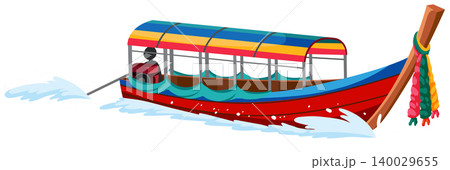 Traditional Thai Longtail Boat Vector Illustration Moving Through Water Traditional Thai Longtail Boat Vector Illustration Moving Through Water 140029655