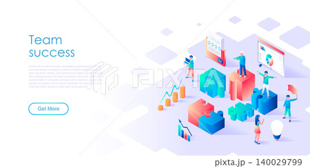 Modern flat design isometric concept of Team Success for banner and website. Isometric landing page template. Successful business people working together. Vector illustration. Modern flat design isometric concept of Team Success for banner and website. Isometric landing page template. Successful business people working together. Vector illustration. 140029799