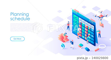 Modern flat design isometric concept of Planning Schedule for banner and website. Isometric landing page template. Team of businessmen are constructing business plan. Vector illustration. Modern flat design isometric concept of Planning Schedule for banner and website. Isometric landing page template. Team of businessmen are constructing business plan. Vector illustration. 140029800