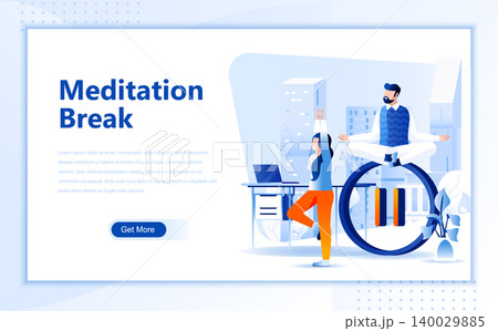 Meditation break flat web page design template of homepage or header images decorated people for website and mobile website development. Flat landing page template. Vector illustration. Meditation break flat web page design template of homepage or header images decorated people for website and mobile website development. Flat landing page template. Vector illustration. 140029885