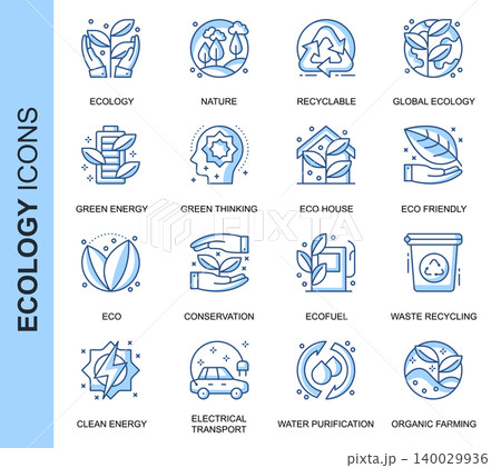 Thin Line Ecology Related Vector Icons Set for Website and Mobile Site and Apps. Outline icons design. Contains such Icons as Recyclable, Eco House, Green Thinking and more. Linear Pictogram Pack. Thin Line Ecology Related Vector Icons Set for Website and Mobile Site and Apps. Outline icons design. Contains such Icons as Recyclable, Eco House, Green Thinking and more. Linear Pictogram Pack. 140029936