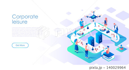 Corporate leisure isometric landing page vector template Corporate leisure isometric landing page vector template 140029964