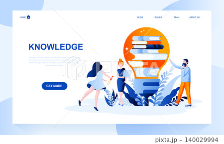 Knowledge vector landing page template with header. Intellectual development web banner, homepage design with flat illustrations Knowledge vector landing page template with header. Intellectual development web banner, homepage design with flat illustrations 140029994