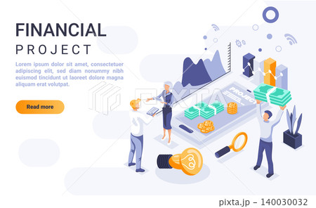 Financial project landing page vector template with isometric illustration. Company budget management homepage interface layout with isometry. Corporate economic strategy 3d webpage design Financial project landing page vector template with isometric illustration. Company budget management homepage interface layout with isometry. Corporate economic strategy 3d webpage design 140030032