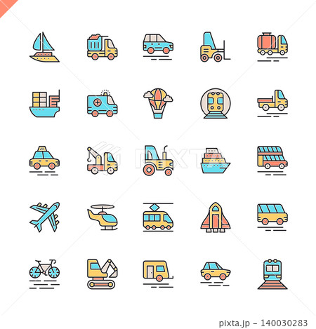 Flat line transport, vehicle and delivery elements icons set for website and mobile site and apps. Outline icons design. 48x48 Pixel Perfect. Linear pictogram pack. Vector illustration. Flat line transport, vehicle and delivery elements icons set for website and mobile site and apps. Outline icons design. 48x48 Pixel Perfect. Linear pictogram pack. Vector illustration. 140030283