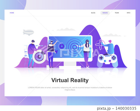 Virtual augmented reality glasses modern flat design concept. Landing page template. Modern flat vector illustration concepts for web page, website and mobile website. Easy to edit and customize. Virtual augmented reality glasses modern flat design concept. Landing page template. Modern flat vector illustration concepts for web page, website and mobile website. Easy to edit and customize. 140030335
