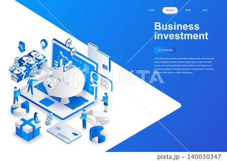 Business investment modern flat design isometric concept. Money and people concept. Landing page template. Conceptual isometric vector illustration for web and graphic design. 140030347