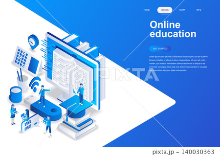 Online education modern flat design isometric concept. Learning and people concept. Landing page template. Conceptual isometric vector illustration for web and graphic design. Online education modern flat design isometric concept. Learning and people concept. Landing page template. Conceptual isometric vector illustration for web and graphic design. 140030363
