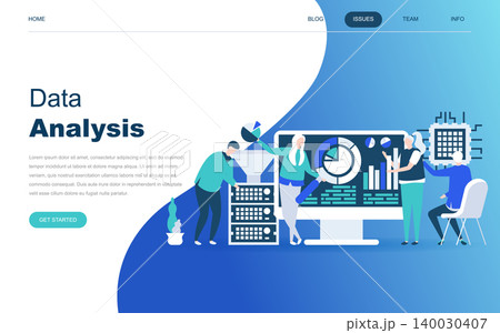 Modern flat design concept of Big Data Analysis for website and mobile website development. Landing page template. Digital information chart and statistic financial budget. Vector illustration. 140030407