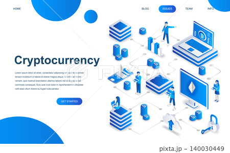 Modern isometric design concept of Cryptocurrency Exchange for website and mobile website development. Isometric landing page template. Farm for mining digital money. Vector illustration. Modern isometric design concept of Cryptocurrency Exchange for website and mobile website development. Isometric landing page template. Farm for mining digital money. Vector illustration. 140030449