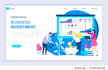 Modern flat design concept of Business Investment with decorated small people character for website and mobile website development. UI and UX design. Landing page template. Vector illustration. 140030506