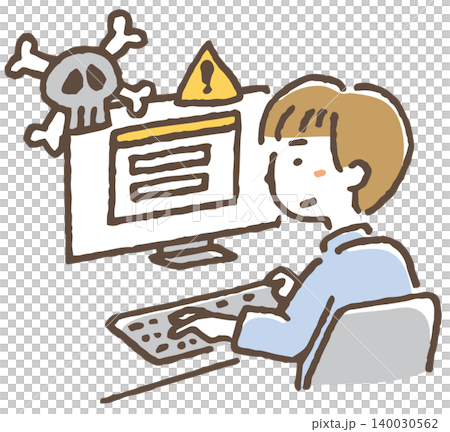 An illustration of a man entering personal information on a fake online shopping site. An illustration of a man entering personal information on a fake online shopping site. 140030562