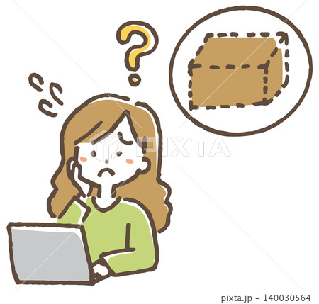 注文した商品が届かず困る女性のイラスト。 注文した商品が届かず困る女性のイラスト。 140030564