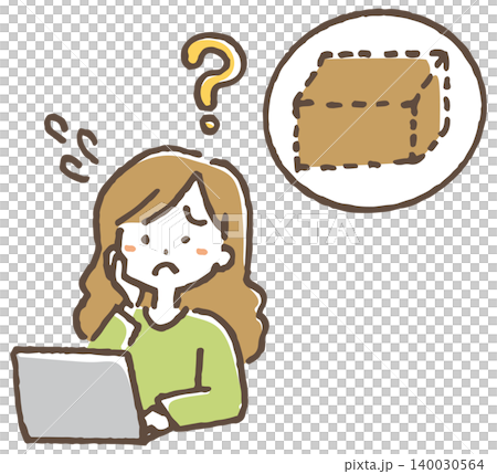 注文した商品が届かず困る女性のイラスト。 注文した商品が届かず困る女性のイラスト。 140030564