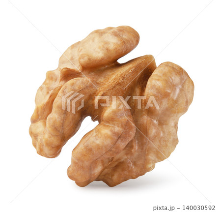 Walnut kernel stands on a white background. Isolated 140030592
